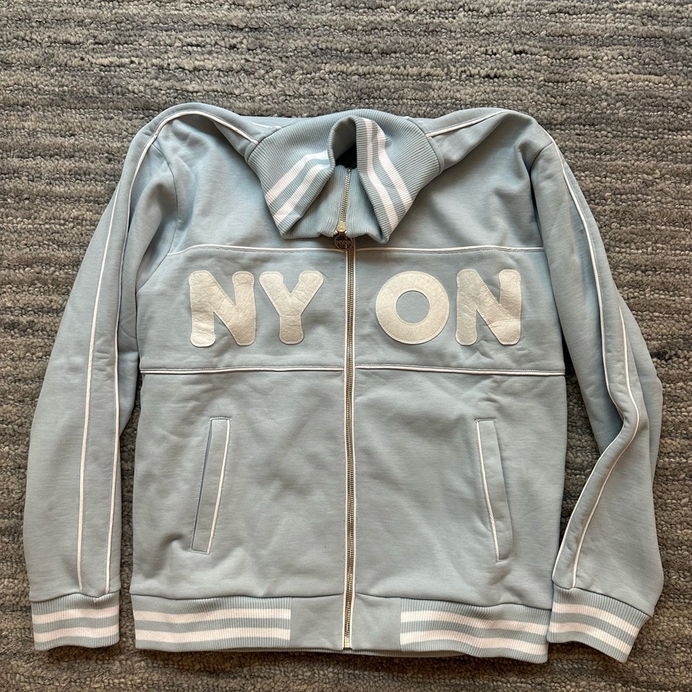 New York or Nowhere zip up pale blue fleece jacket - never worn limited edition